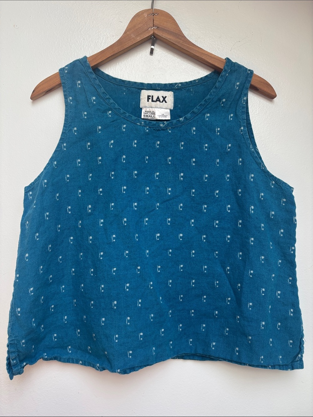 Flax Boxy Blue Linen Tank, S
